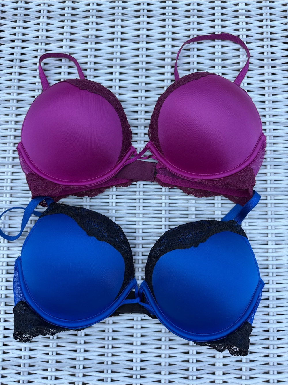 Victoria's Secret Bombshell Magenta and Royal Blue Bras